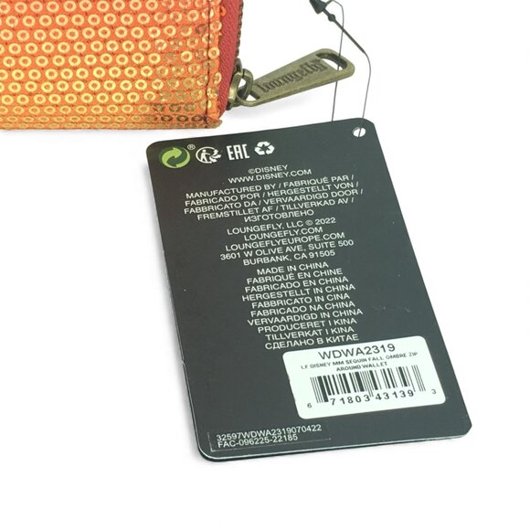 Disney Loungefly Minnie Mouse Fall Ombre Sequin Zip Around Wallet NWT NEW - Picture 4 of 8
